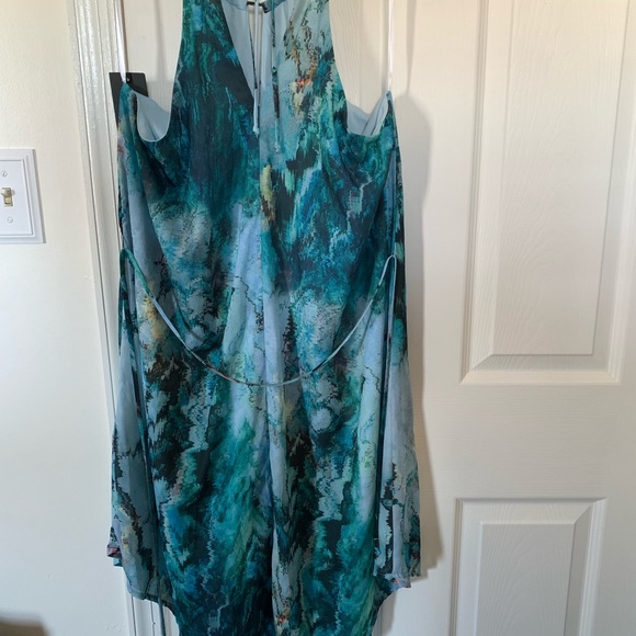 NWT Mossimo Target Blue Wave Large Dress Halter Straps Keyhole Neckline 2014 - Picture 8 of 9